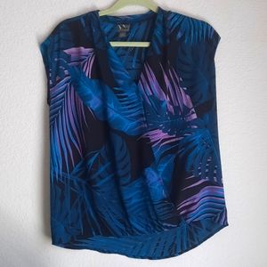 Worthington S Plant Purple Green Top Blouse